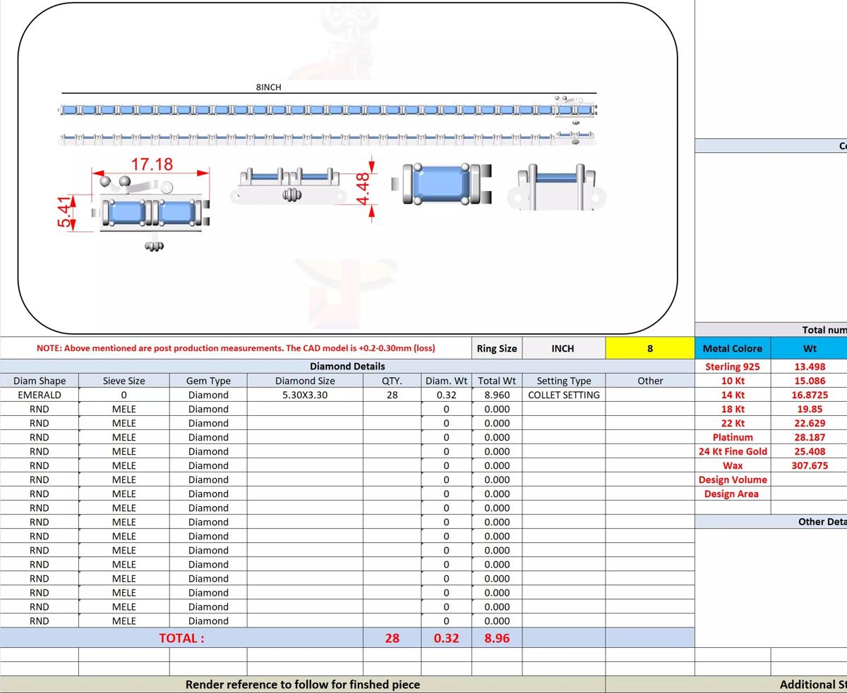 CAD Surface Model Blueprint 3DM File - Professional Diamond Jewelry CAD Design